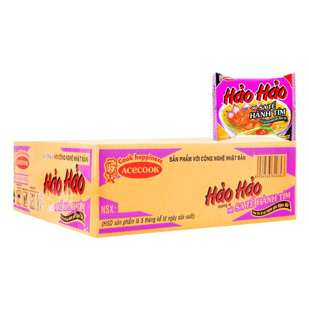 ACECOOK Hao Hao Onion Satay Instant Noodles 30 x 77G | HaoHao 方便面 | Hao Hao Sate Hanh Tim
