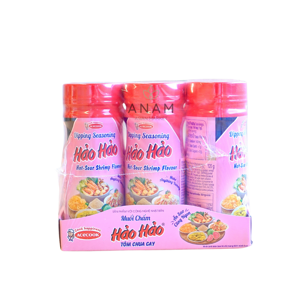 HAOHAO - Dipping Seasoning Hot & Sour Shrimp 24 x 120 G | 酸辣虾蘸料 | Muoi Cham Hao Hao